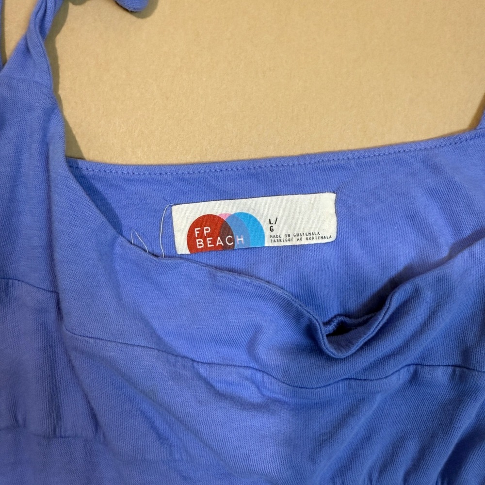 FP Beach Free People Blue Mini Dress Tie Strap Sleeveless Casual Summer - Picture 2 of 4